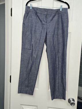 Express Columnist Chambray Blue Ankle Dress Pants 100% Cotton Size 8 Minimalist